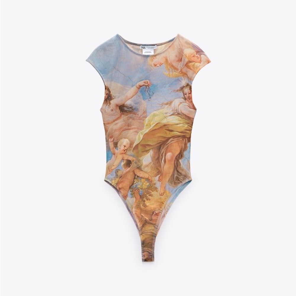 ZARA Printed Tulle Bodysuit - Picture 10 of 11